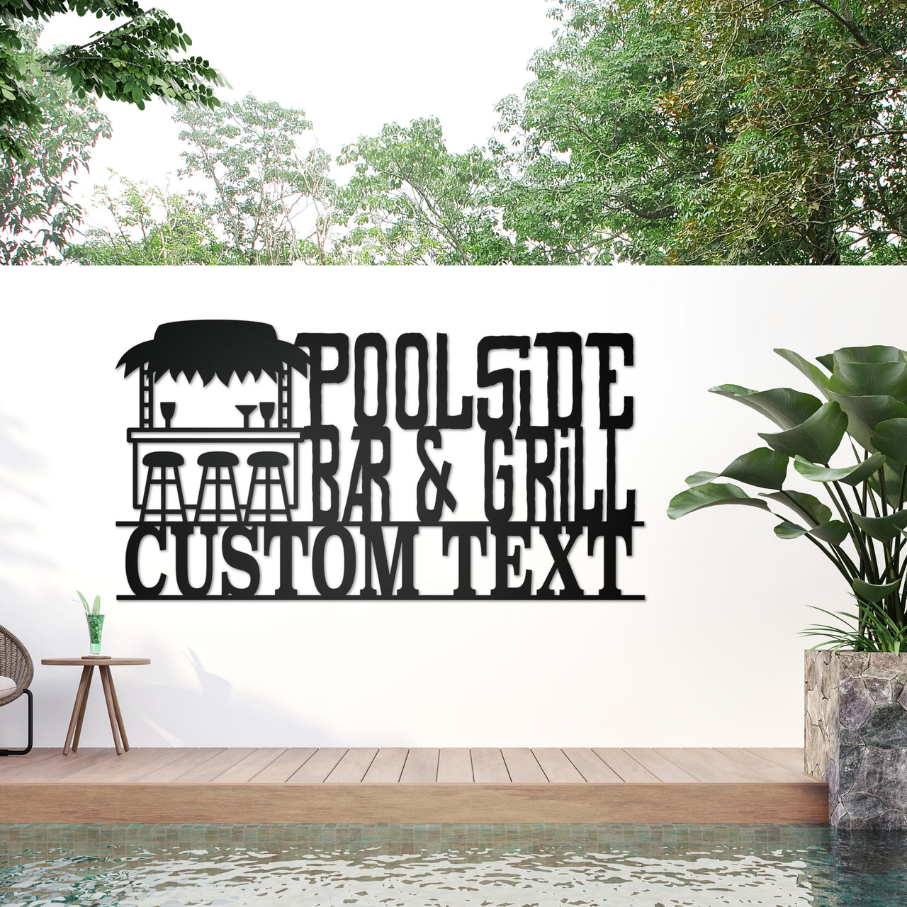 Custom Poolside Bar & Grill Metal Sign